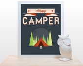 Camping czerwony dzieci dziecko kochanka Las na zewnątrz natura niebieski przedszkola szczęśliwy sztuka Typografia wystrój zielony ściana