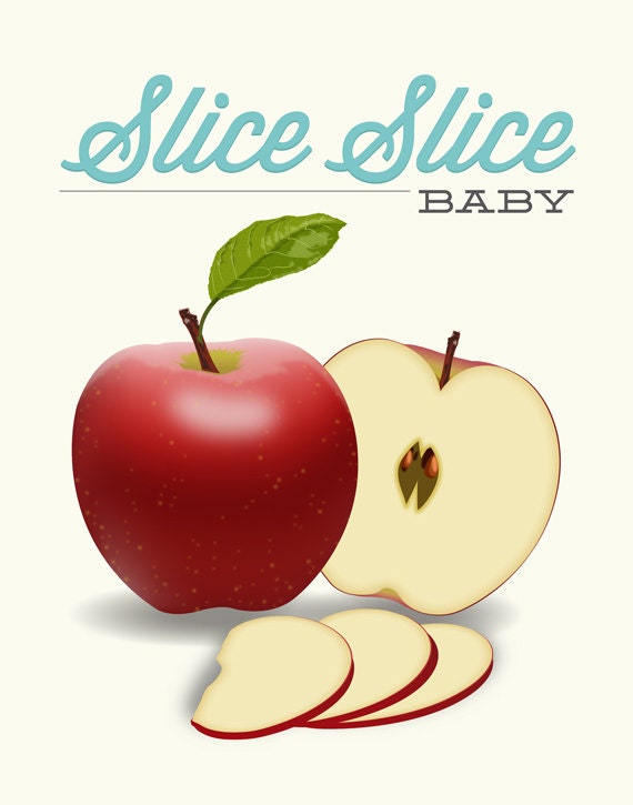 Apple Kitchen Print Slice Slice Baby Poster Modern Art Etsy