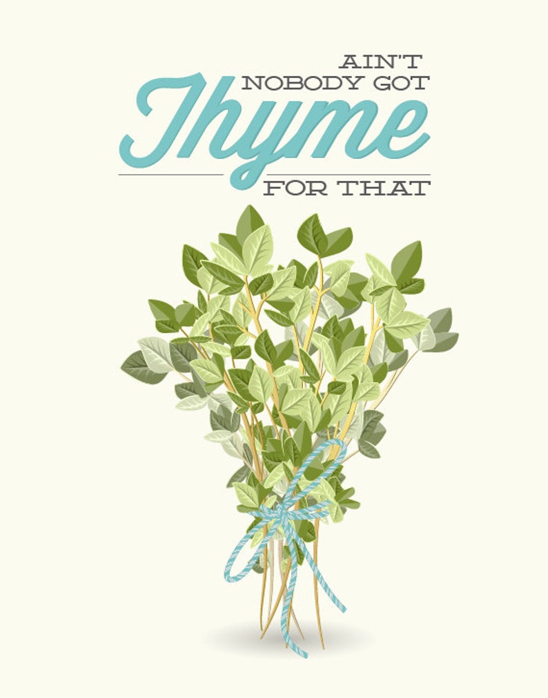 Kitchen Thyme Print Ain't Nobody Got Thyme for That Etsy