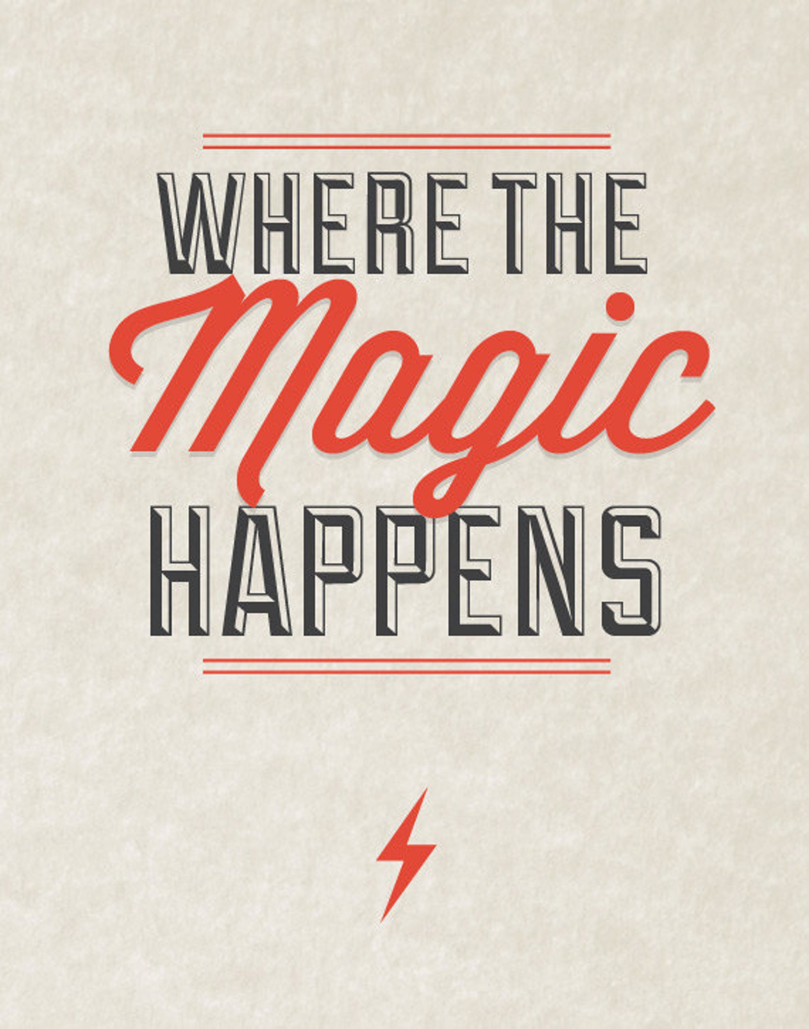 Wizard Print Where the Magic Happens Typography Poster Etsy