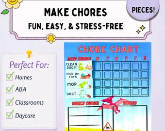Dinosaur Chore Chart | Visual Daily Routine Tracker | Independence Tool | Physical and PDF Print Available