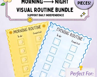 Morning and Evening Routine Visual | Laminated Schedule Set for Kids | Early Learning Support
