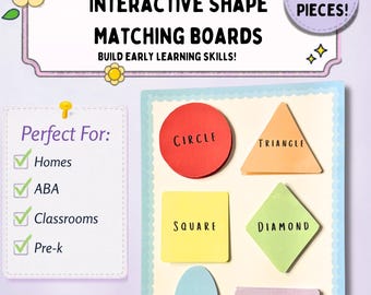Shape Matching Board | Interactive Toddler Learning Tool | Fine Motor Skills