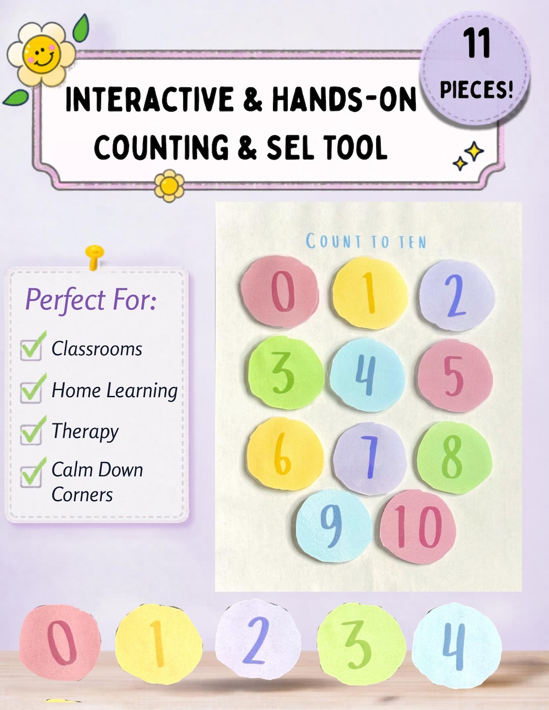 Counting to 10 Chart | Removable Numbers | SEL Tool - Etsy