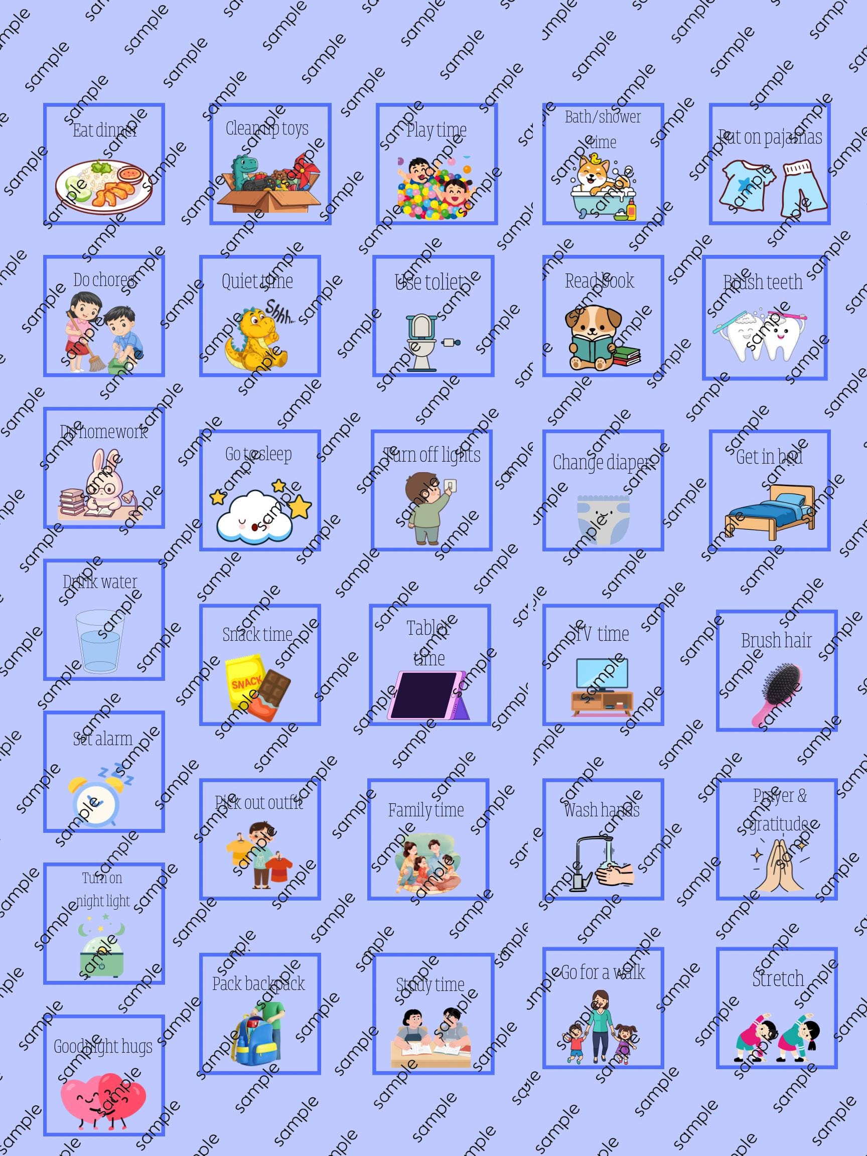 Evening Routine Chart for Kids | Laminated Visual Schedule With Icons ...
