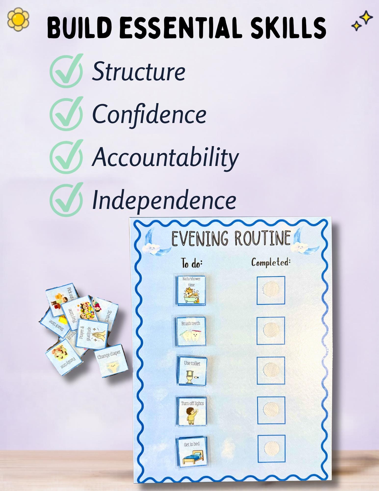 Visuals For Evening Routine Evening Routine Chart for Kids | Laminated Visual Schedule With Icons ...