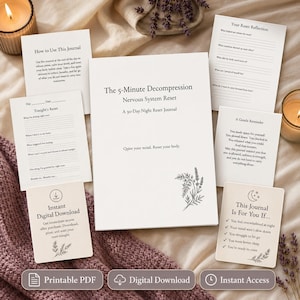 5 Minute Decompression Journal Printable PDF for Stress, Burnout and Busy Women
