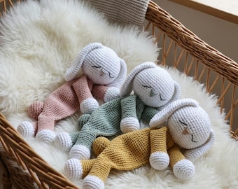 Bunny Lovey Crochet Pattern, Rabbit Security Blanket, Snuggler Crochet Pattern, Baby Shower Gift Tutorial