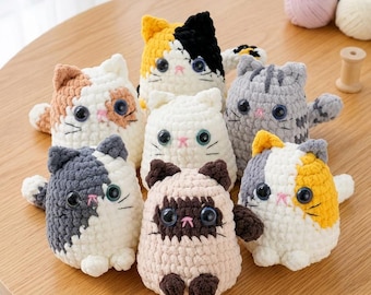 Crochet Cat Pattern PDF, Amigurumi Cat Plush Tutorial, Cute Kawaii Kitten Crochet Pattern, Beginner Friendly