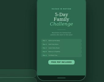 5-Day Family Movement Challenge — Free Homeschool Fitness Guide for Parents | Mobility & Stretching PDF Printable