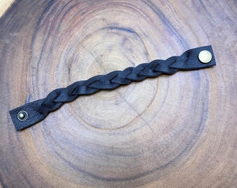 7" Handmade Upcycled Braided Leather Bracelet