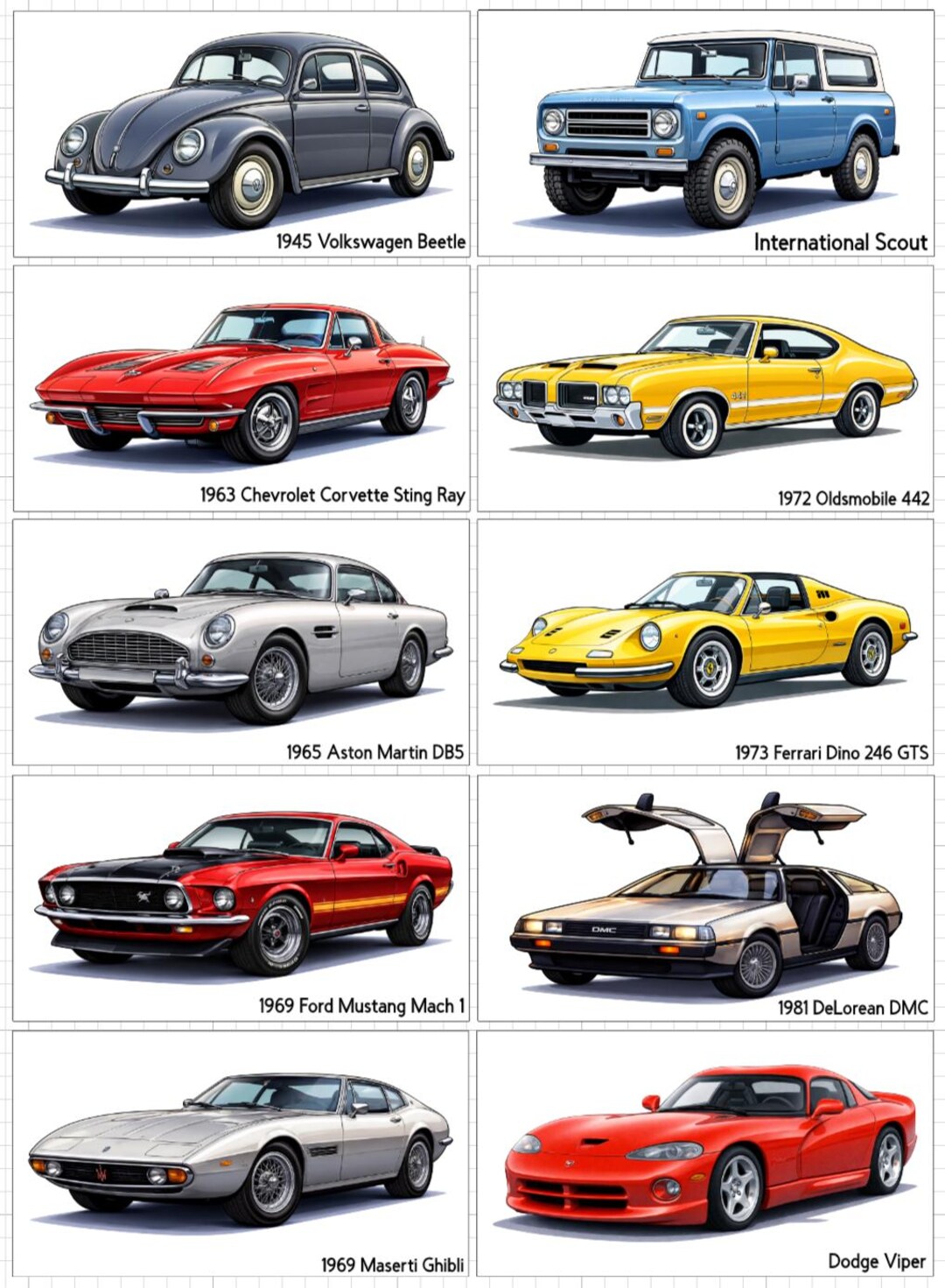 Vinyl Car Models Stickers Set 4 of 6 - Etsy UK