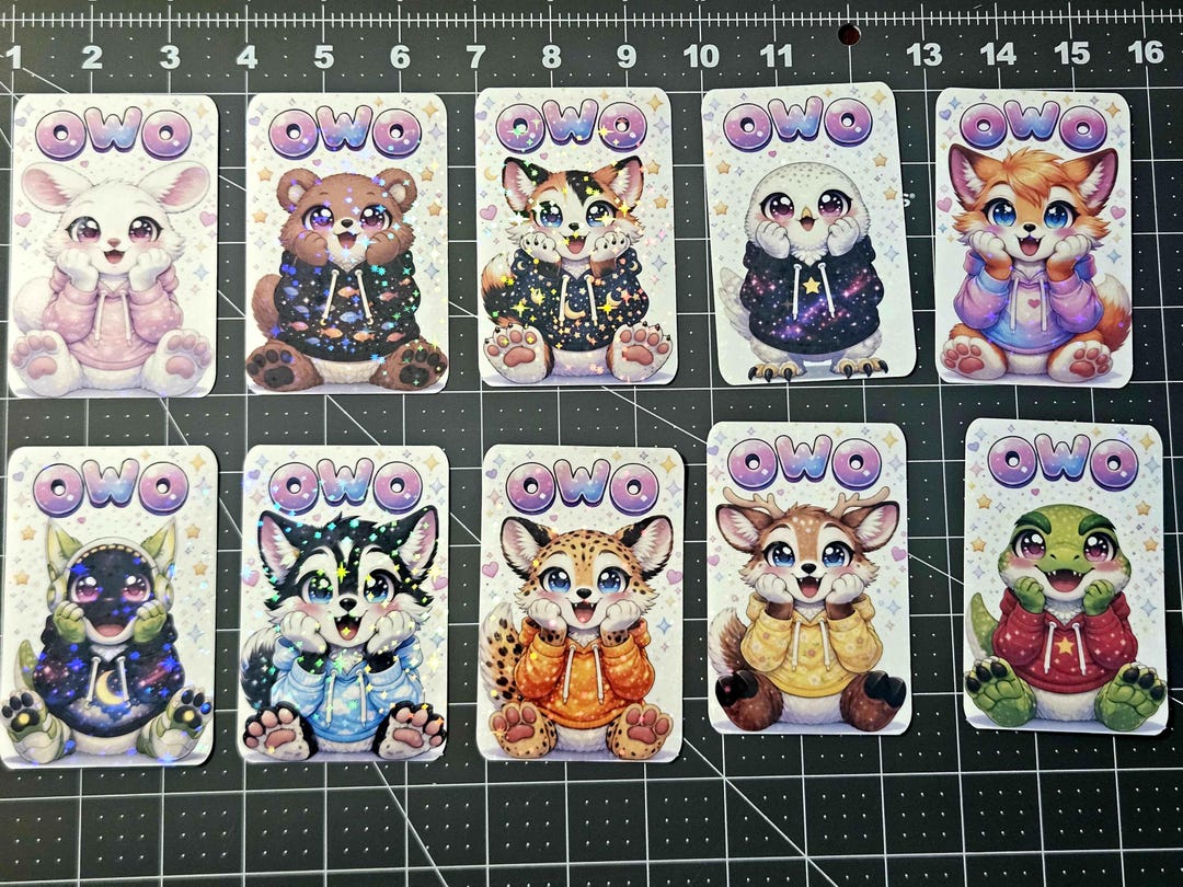 OWO Furry Vinyl Stickers: Holographic Animal Art (3x4 Inch) - Etsy