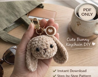Patrón de llavero de conejito de ganchillo (descarga en PDF), amigurumi DIY apto para principiantes