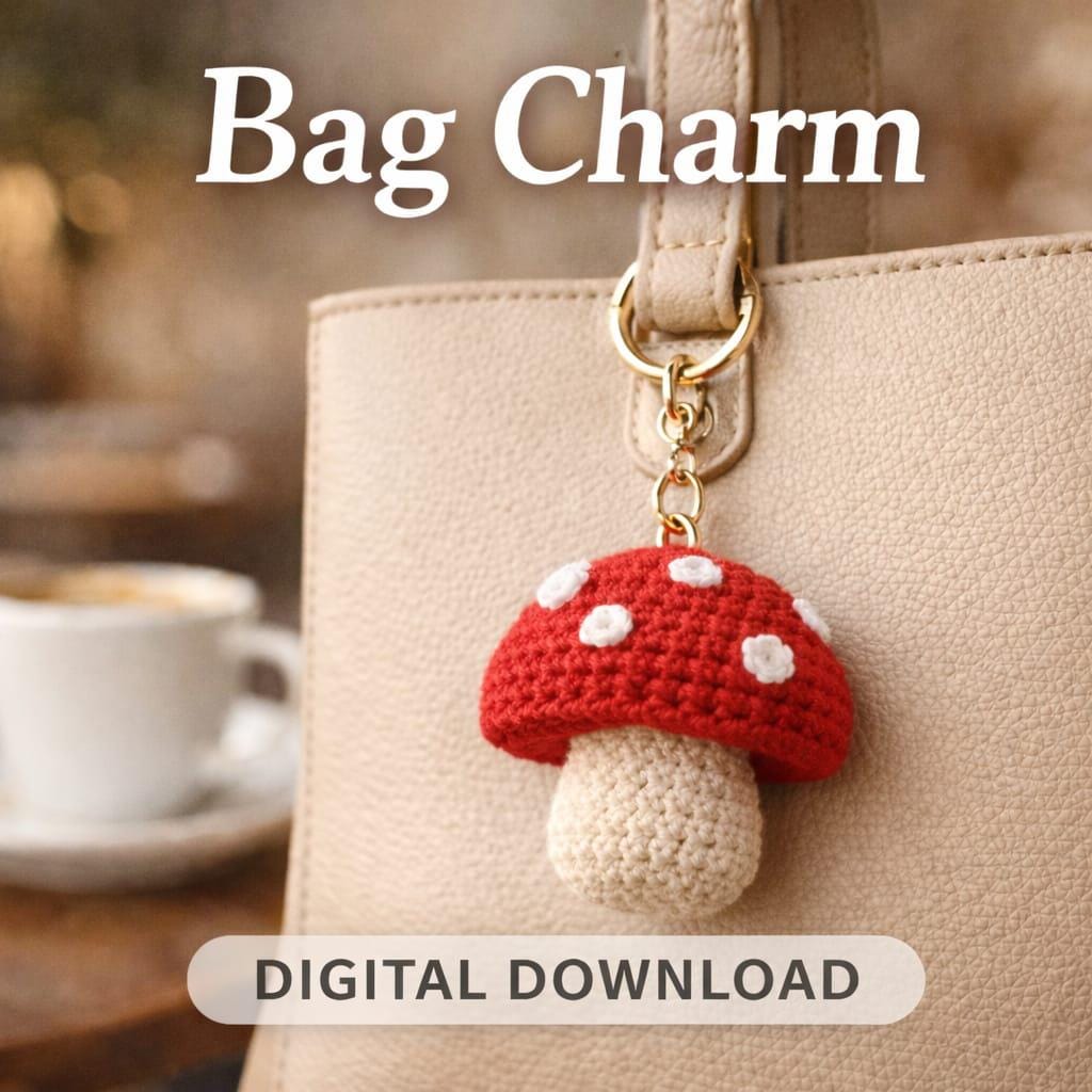 14 Mushroom Bag Crochet Patterns for Whimsical Cottagecore Style 1 Crochet Mushroom Bag Charm Pattern Minimal Tote Accessory