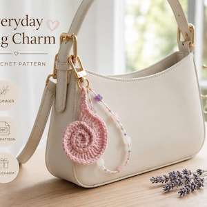 Spiral Shell Bag Charm Crochet Pattern PDF, Nautilus Purse Charm, Ocean Crochet Keychain, Coastal Bag Accessory, Beginner Tutorial