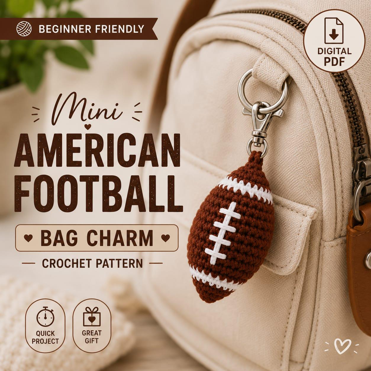 10 Football Crochet Patterns for Game Day Gifts, Decor, and Amigurumi Fans 8 American Football Sports Theme Amigurumi Tutorial Crochet