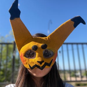 Handmade Therian Mask | Felt Animal Alterhuman Gear | Quadrobics Cosplay Mask | Custom Furry Face Mask with Mesh Eyes | Dog Otter Cat Mimikyu