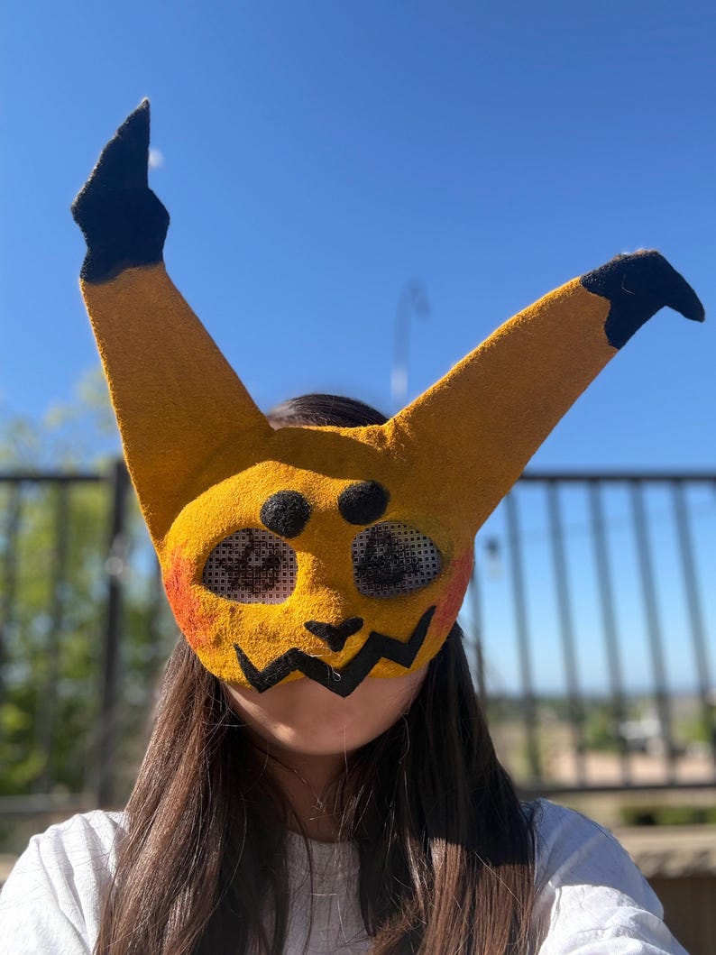 Handmade Therian Mask | Felt Animal Alterhuman Gear | Quadrobics Cosplay Mask | Custom Furry Face Mask with Mesh Eyes | Dog Otter Cat Mimikyu