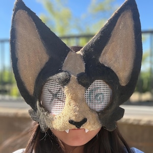 Handmade Therian Mask | Felt Animal Alterhuman Gear | Quadrobics Cosplay Mask | Custom Furry Face Mask with Mesh Eyes | Dog Otter Cat Cat