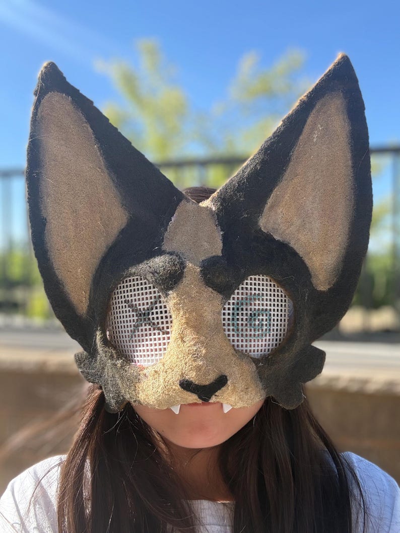 Handmade Therian Mask | Felt Animal Alterhuman Gear | Quadrobics Cosplay Mask | Custom Furry Face Mask with Mesh Eyes | Dog Otter Cat Cat