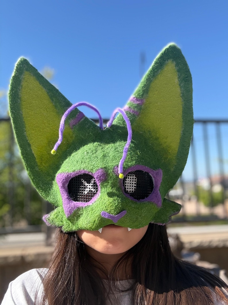 Handmade Therian Mask | Felt Animal Alterhuman Gear | Quadrobics Cosplay Mask | Custom Furry Face Mask with Mesh Eyes | Dog Otter Cat Alien Cat