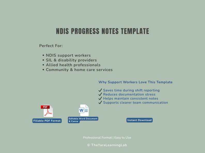 NDIS Progress Notes Template | Audit-conscious Support Worker ...