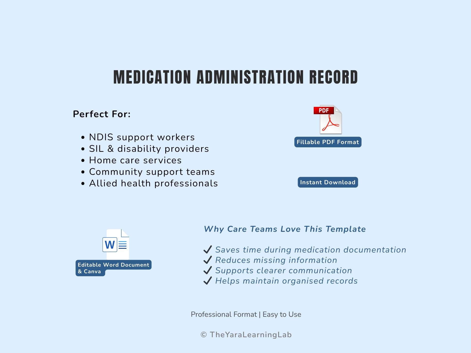 NDIS Medication Administration Record | Audit-conscious MAR Template ...