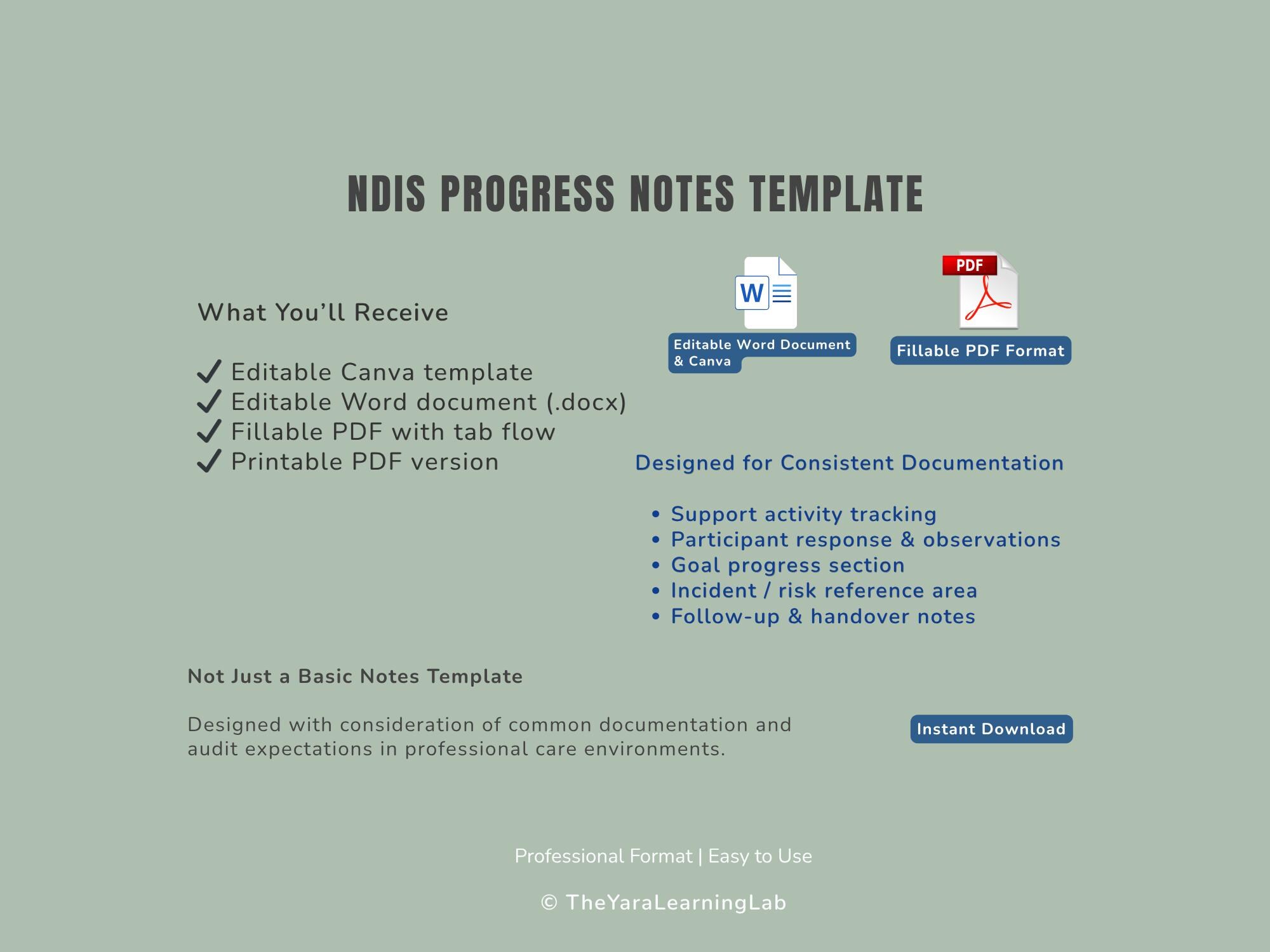 NDIS Progress Notes Template | Audit-conscious Support Worker ...