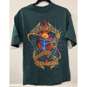 Vintage Foreigner Real World Tour 1994 Hot Blooded T-shirt Herr Stor Grön