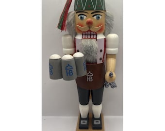 Vintage Erzgebirge German Nutcracker Beer Stein Bavarian HB Oktoberfest 10"