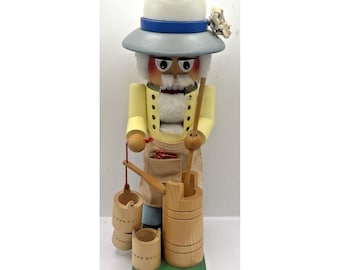Steinbach Christmas Nutcracker Butter Churn Farmer 15" Western Germany