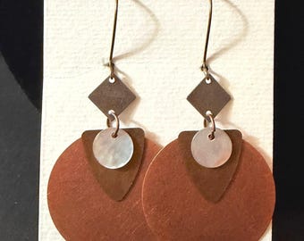 Gemengde metalen geometrische oorbellen koper/messing Boho Stephanie Aune Artist