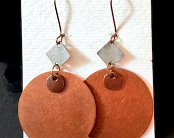 Gemengde metalen koperen staal geometrische cirkel oorbellen Stephanie Aune Artisan