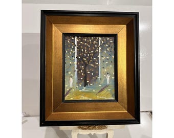 Original Canvas Painting "Golden Meadow" – Hand Painted – Signed Wood Frame