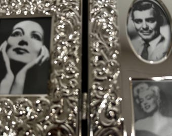 International Silver Company Floral Tri-Fold Hollywood Picture Frame 8 Photo