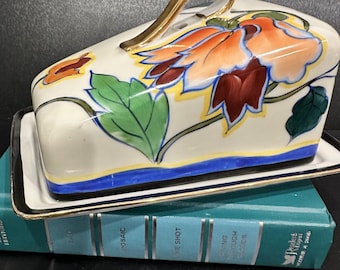 1920 Japan Noritake Art Deco Käseschüssel Porzellan Handbemalte Blumen Antik