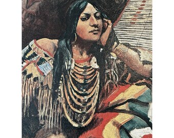 Stampa artistica incorniciata di Keeoma Charles Marion Russell, nativa americana del West.