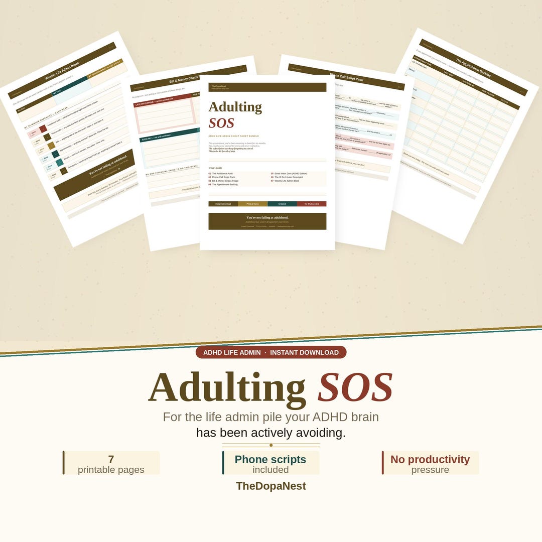 ADHD Adulting SOS | Life Admin Cheat Sheet With Phone Scripts ...