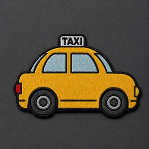 Yellow Taxi Cab Embroidered Patch, Cute NYC Taxi Iron On Patch, City Transportation Badge, Retro Vehicle Applique for Kids Clothes Jackets