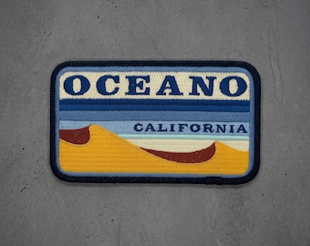Oceano California Embroidered Patch, Sand Dunes Iron On Patch, Coastal Travel Souvenir Badge for Jacket or Backpack