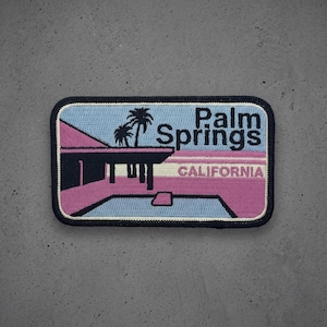 Palm Springs California Embroidered Patch, Retro Pool Iron On Patch, Travel Souvenir Badge for Jacket, Backpack or Hat, Desert Gift