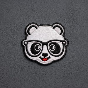 Cute Panda Wear Glasses Patch, Kawaii Bear Iron On Patch, Embroidered Nerd Panda Sew On Patch for Backpack Jacket Clothes