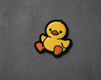 Cute Little Yellow Duck Embroidered Patch, Kawaii Animal Iron On Badge, Cartoon Bird Applique, Kid Jacket Patch