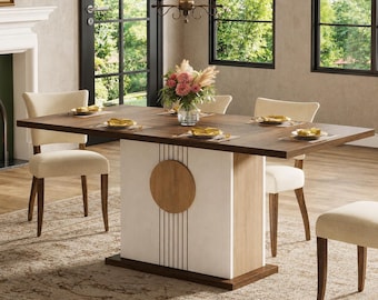 Tribesigns 55 Inch Farmhouse Dining Table for 4-6 People Modern Rectangular Kitchen Dinner Table