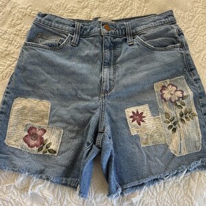 Patchwork denim shorts