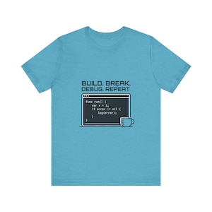 Build Break Debug Repeat Tee | Software Developer Flowchart T-Shirt