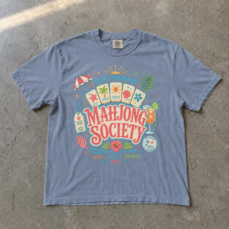 Chemise de vacances Mahjong Society, t-shirt à carreaux Majong Spritz d'été image 5