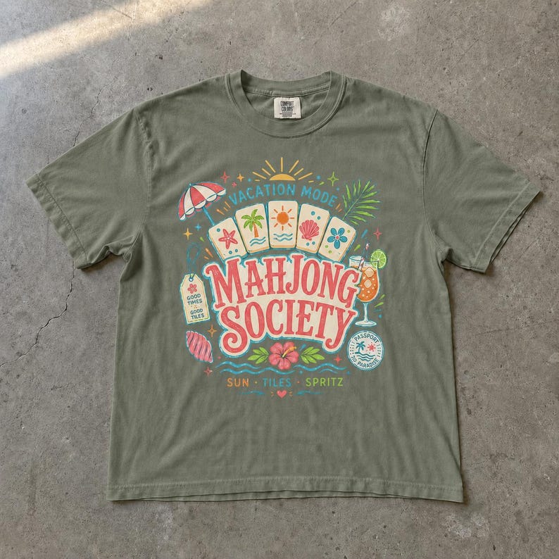 Chemise de vacances Mahjong Society, t-shirt à carreaux Majong Spritz d'été image 4