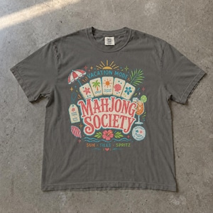 Chemise de vacances Mahjong Society, t-shirt à carreaux Majong Spritz d'été image 2